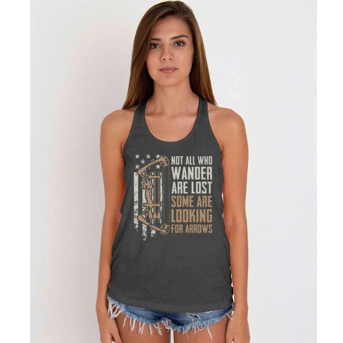 Not All Are Lost Some Looking For Arrows Bow Funny Archery Women's Knotted Racerback Tank