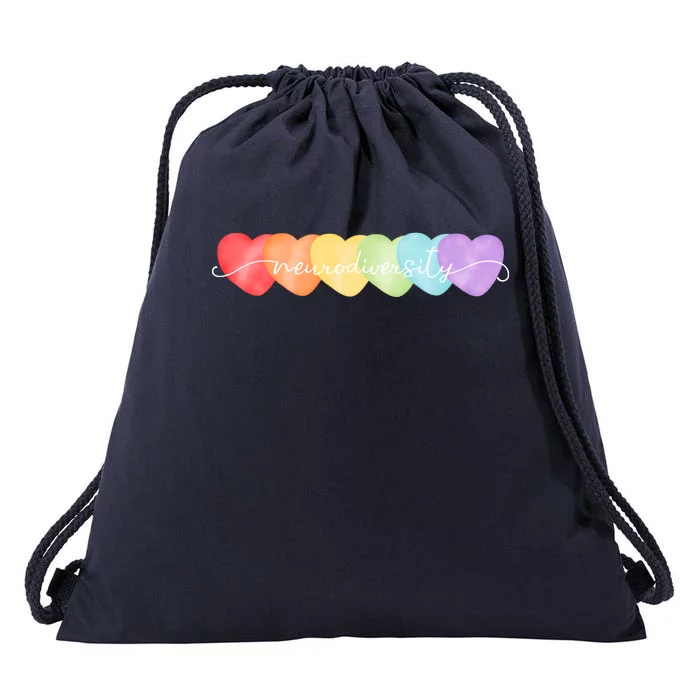 Neurodiversity Autism Awareness Hearts Drawstring Bag