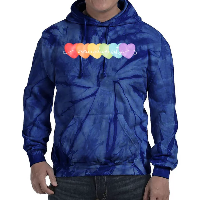 Neurodiversity Autism Awareness Hearts Tie Dye Hoodie