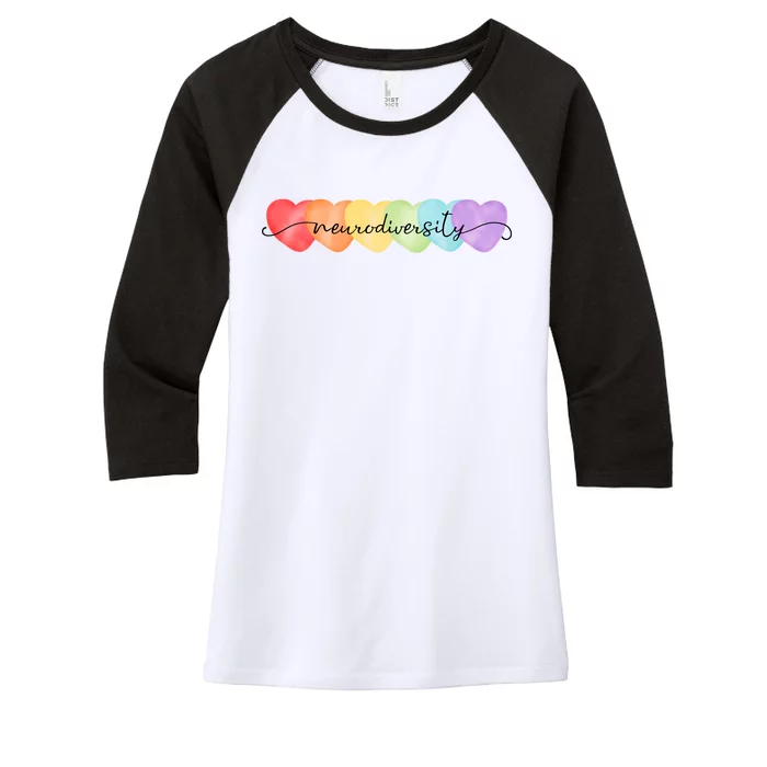 Neurodiversity Autism Awareness Hearts Women's Tri-Blend 3/4-Sleeve Raglan Shirt