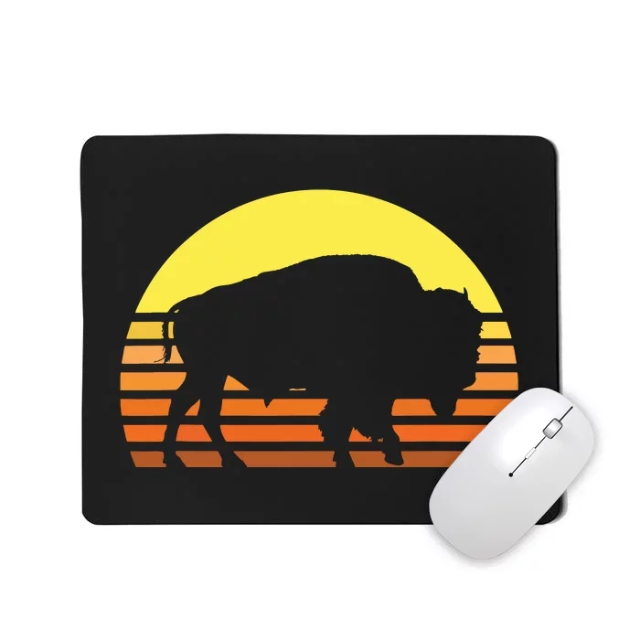 Native American Bison Buffalo Bull Western Indian Retro Sun Mousepad