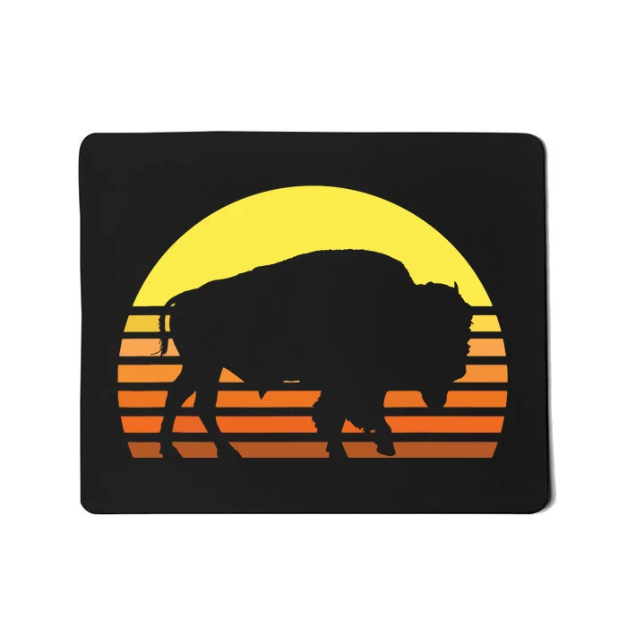 Native American Bison Buffalo Bull Western Indian Retro Sun Mousepad