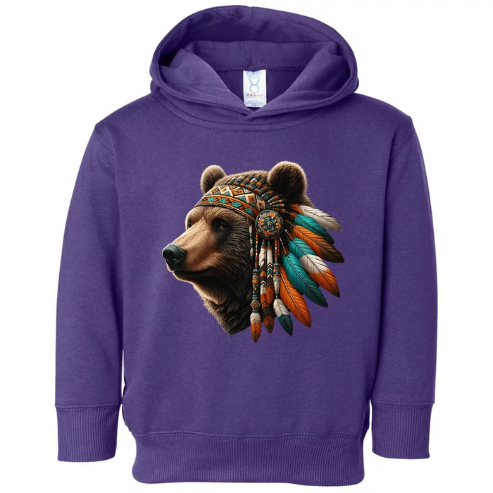 Native American Bear Artwork Native American Day Design Toddler Hoodie