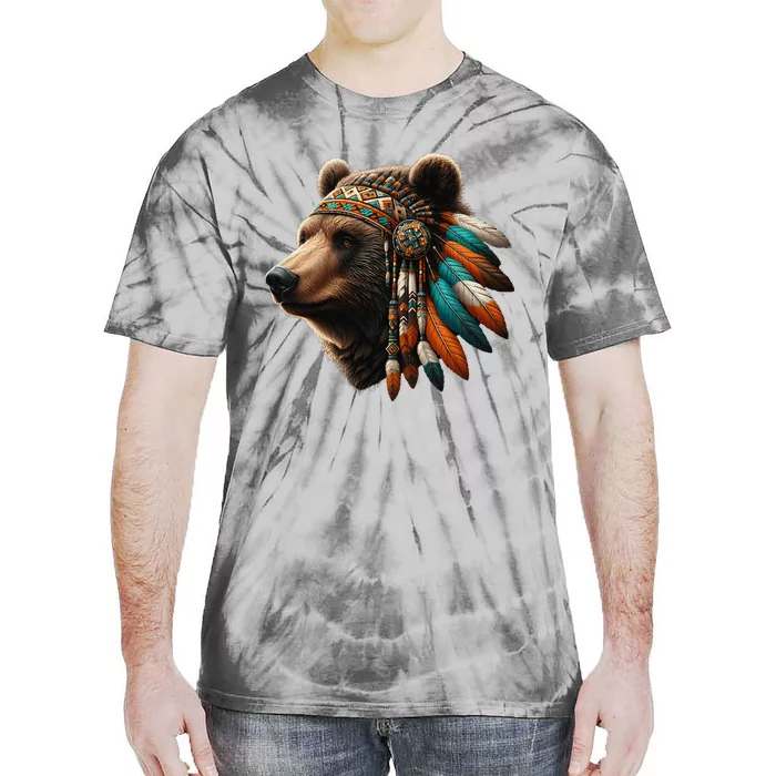 Native American Bear Artwork Native American Day Design Tie-Dye T-Shirt