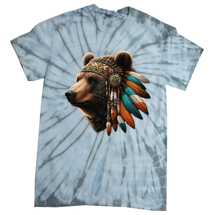 Native American Bear Artwork Native American Day Design Tie-Dye T-Shirt