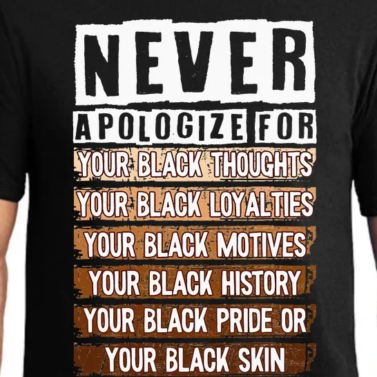 Never Apologize Black History Month BLM Melanin Pride Afro Pajama Set