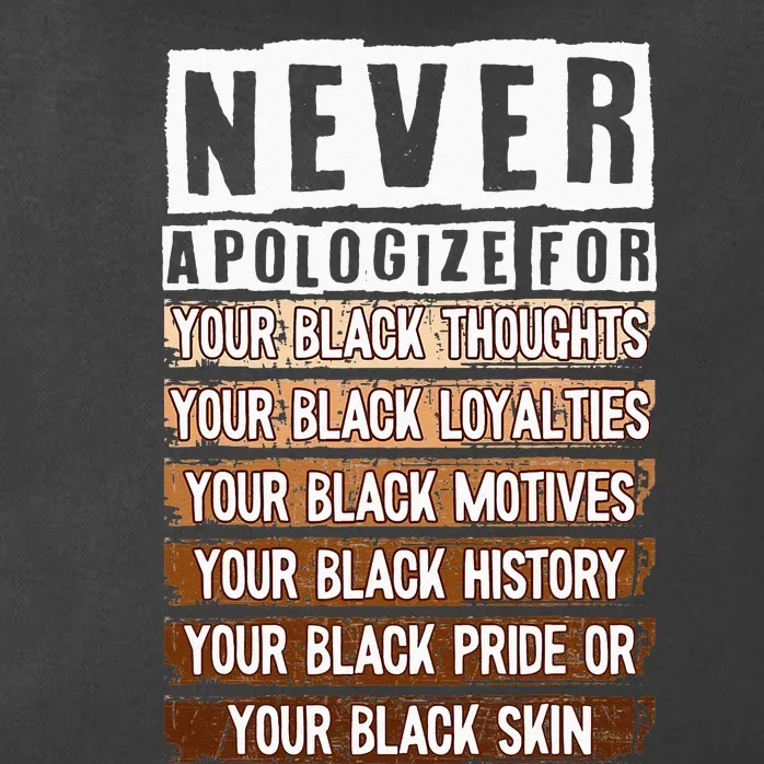 Never Apologize Black History Month BLM Melanin Pride Afro Zip Tote Bag