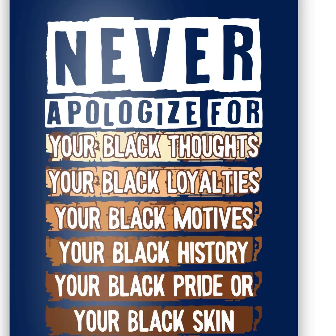 Never Apologize Black History Month BLM Melanin Pride Afro Poster