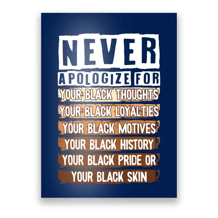 Never Apologize Black History Month BLM Melanin Pride Afro Poster