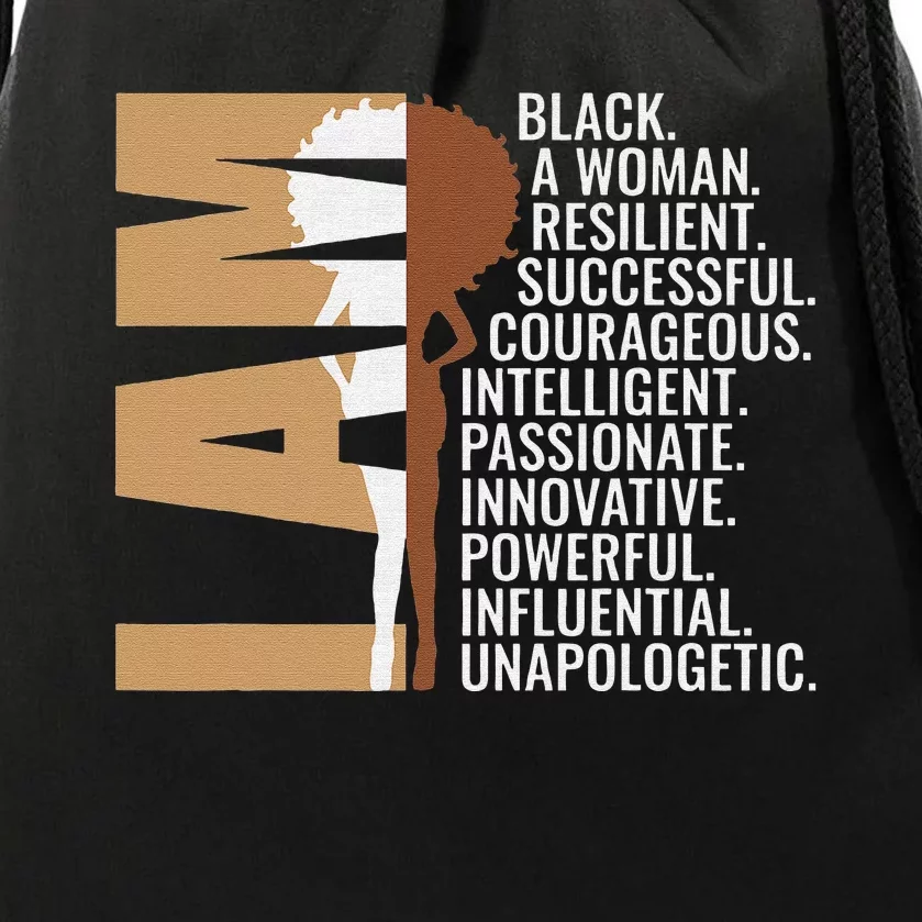 Never Apologize Black History Month BLM Melanin Pride Afro Drawstring Bag