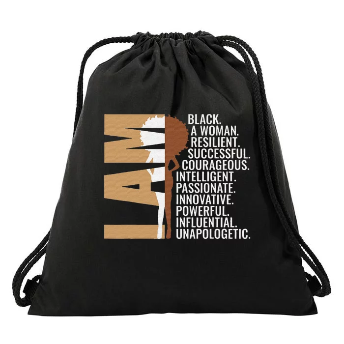 Never Apologize Black History Month BLM Melanin Pride Afro Drawstring Bag