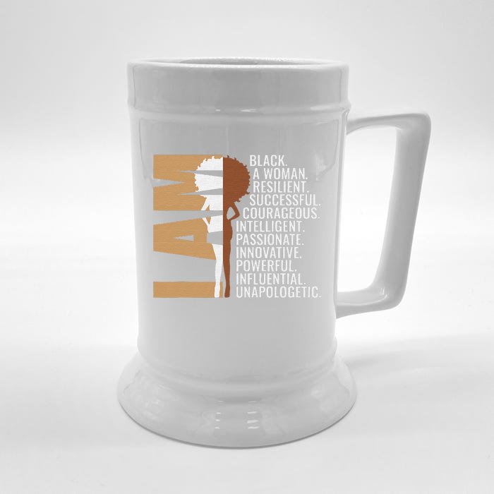 Never Apologize Black History Month BLM Melanin Pride Afro Front & Back Beer Stein