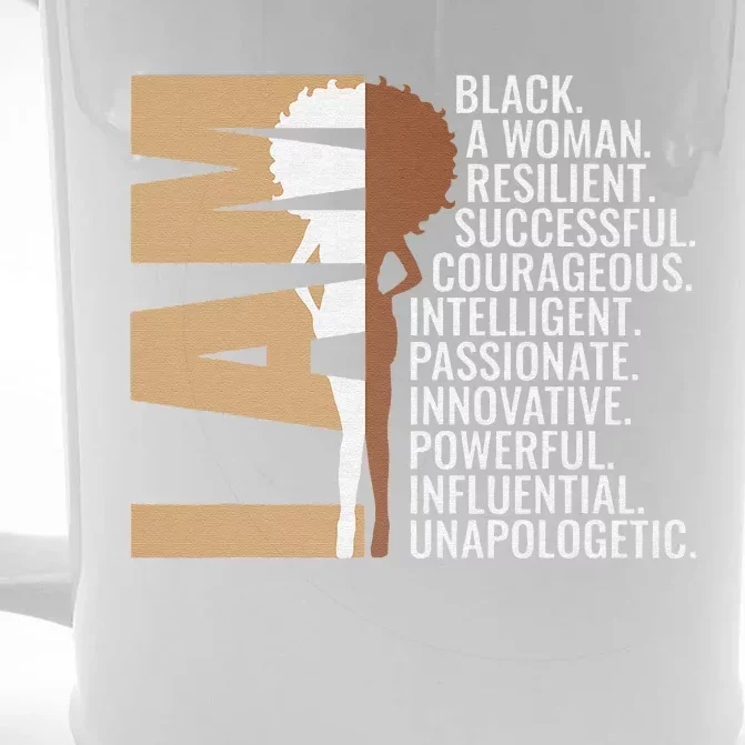 Never Apologize Black History Month BLM Melanin Pride Afro Front & Back Beer Stein