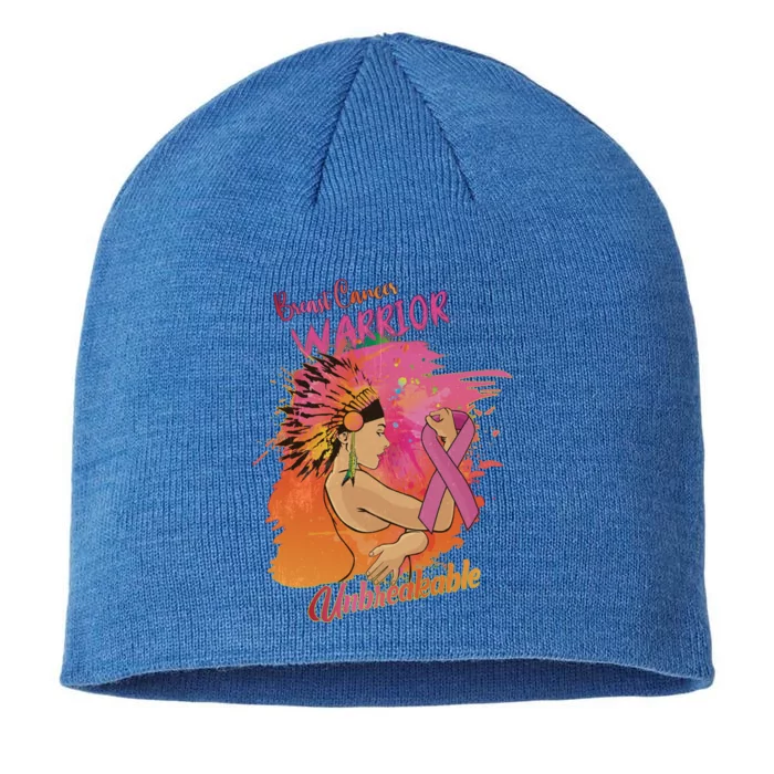 Native American Breast Cancer Unbreakable Warrior Survivor Gift 8 1/2in Sustainable Knit Beanie