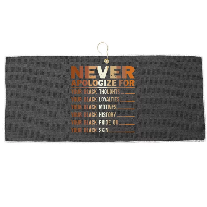 Never Apologize Black History Month BLM Melanin Pride Afro Large Microfiber Waffle Golf Towel