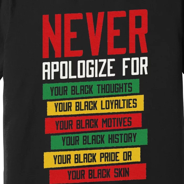 Never Apologize Black History Month BLM Melanin Pride Afro Premium T-Shirt