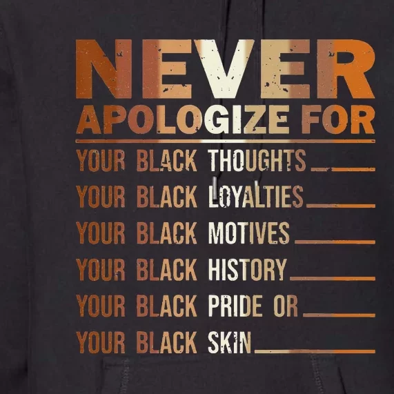 Never Apologize Black History Month BLM Melanin Pride Afro Premium Hoodie