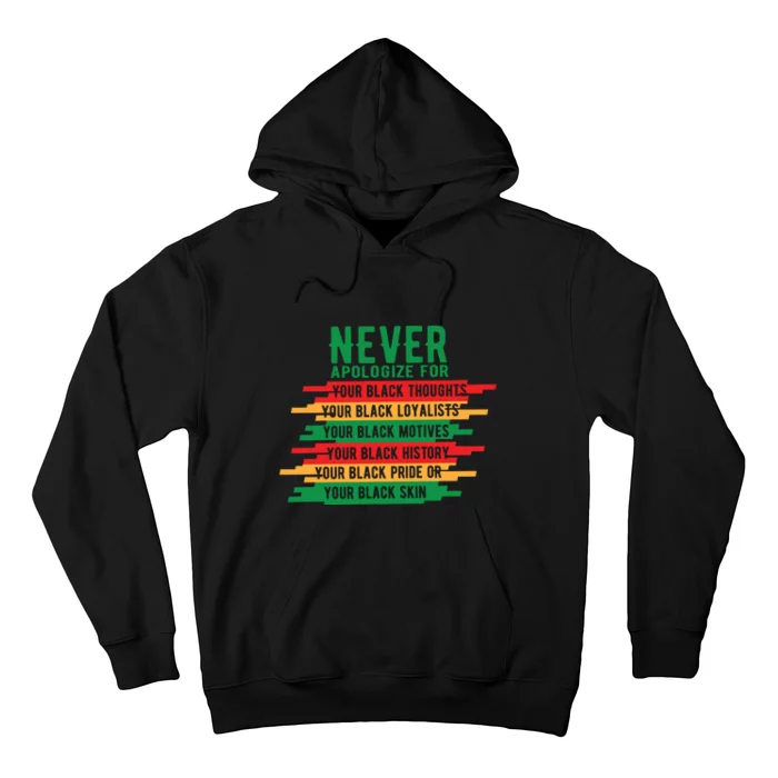 Never Apologize Black History Month BLM Melanin Pride Afro Hoodie