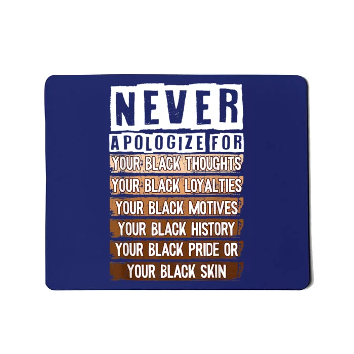 Never Apologize Black History Month BLM Melanin Pride Afro Mousepad