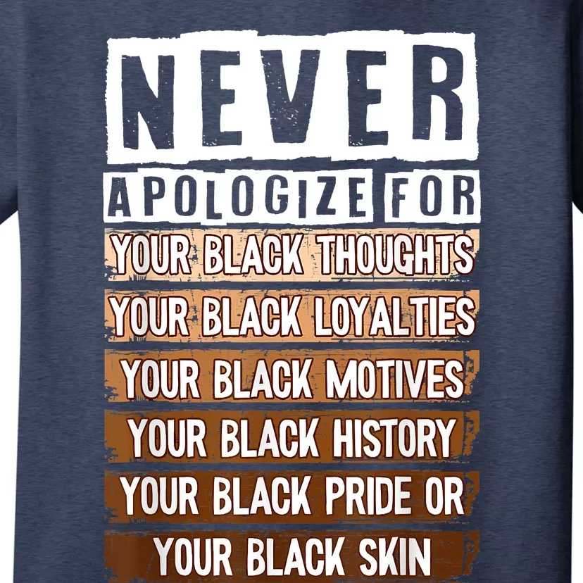 Never Apologize Black History Month BLM Melanin Pride Afro T-Shirt