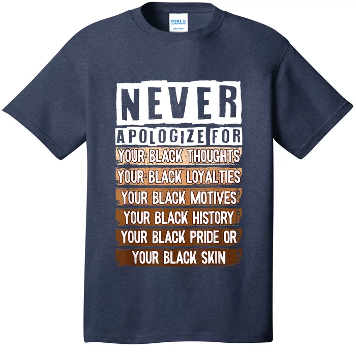 Never Apologize Black History Month BLM Melanin Pride Afro T-Shirt