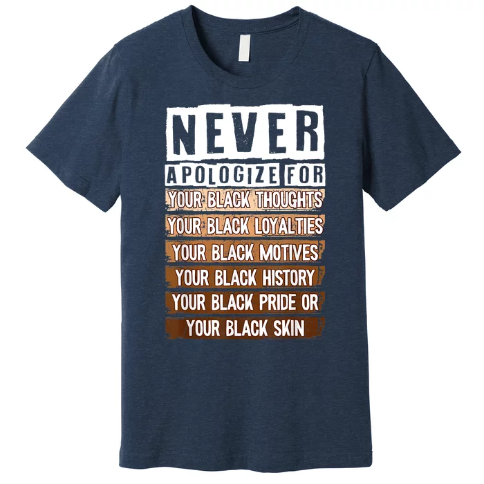 Never Apologize Black History Month BLM Melanin Pride Afro Premium T-Shirt