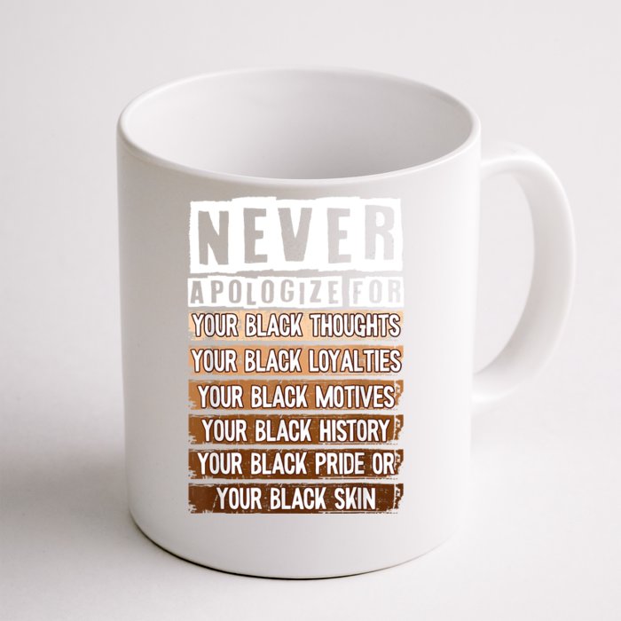 Never Apologize Black History Month BLM Melanin Pride Afro Front & Back Coffee Mug