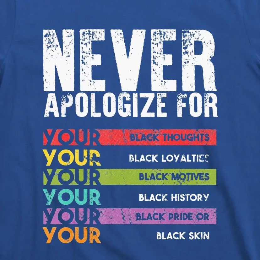 Never Apologize Black History Month BLM Melanin Pride T-Shirt