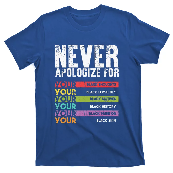 Never Apologize Black History Month BLM Melanin Pride T-Shirt