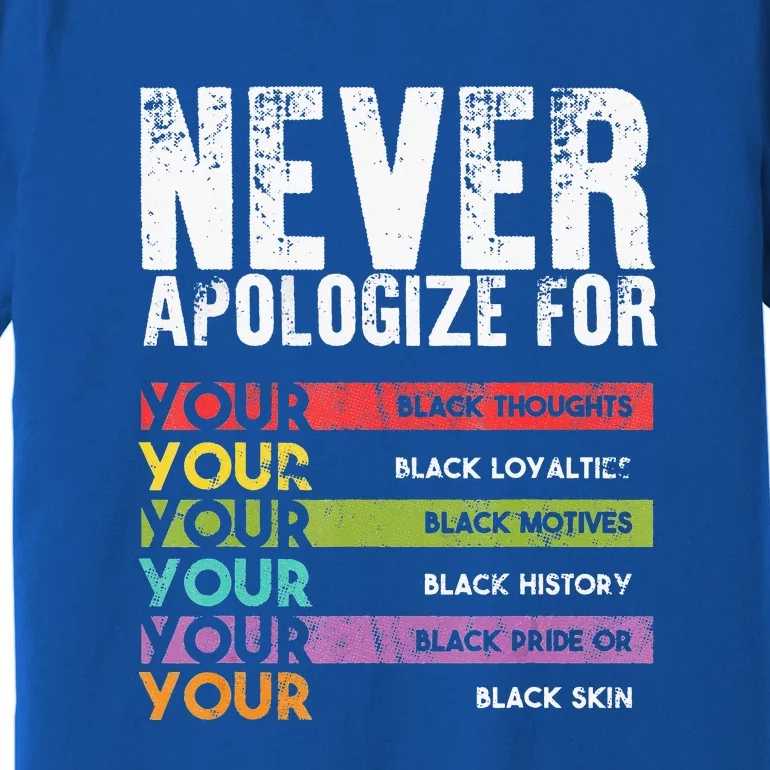 Never Apologize Black History Month BLM Melanin Pride Premium T-Shirt