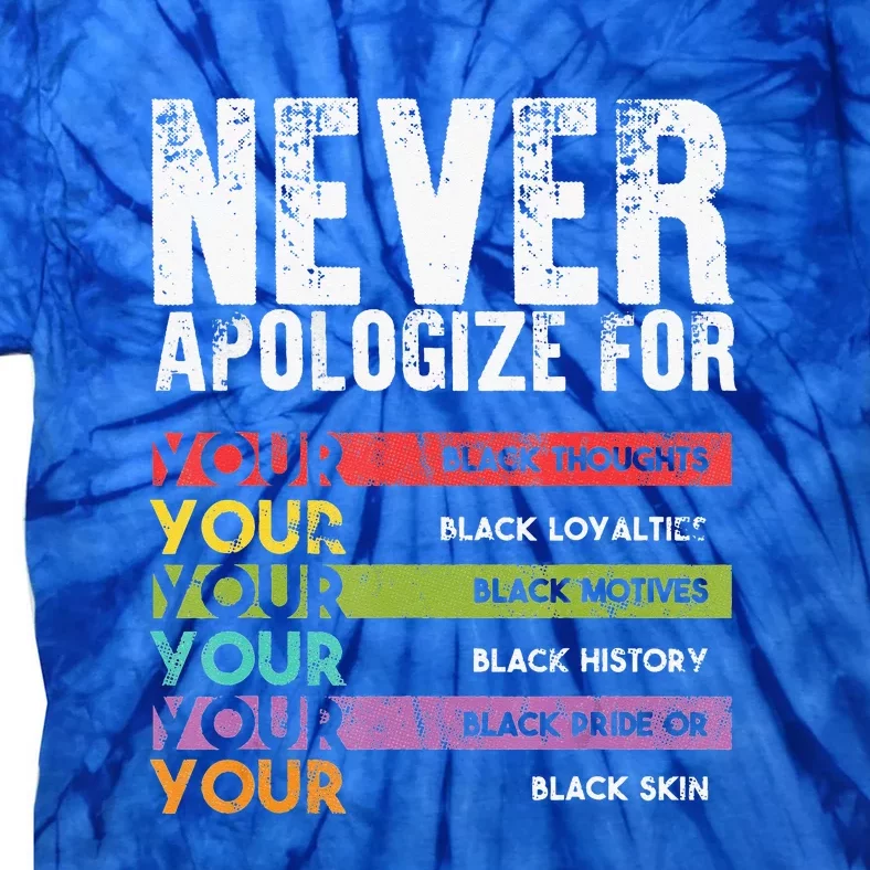 Never Apologize Black History Month BLM Melanin Pride Tie-Dye T-Shirt