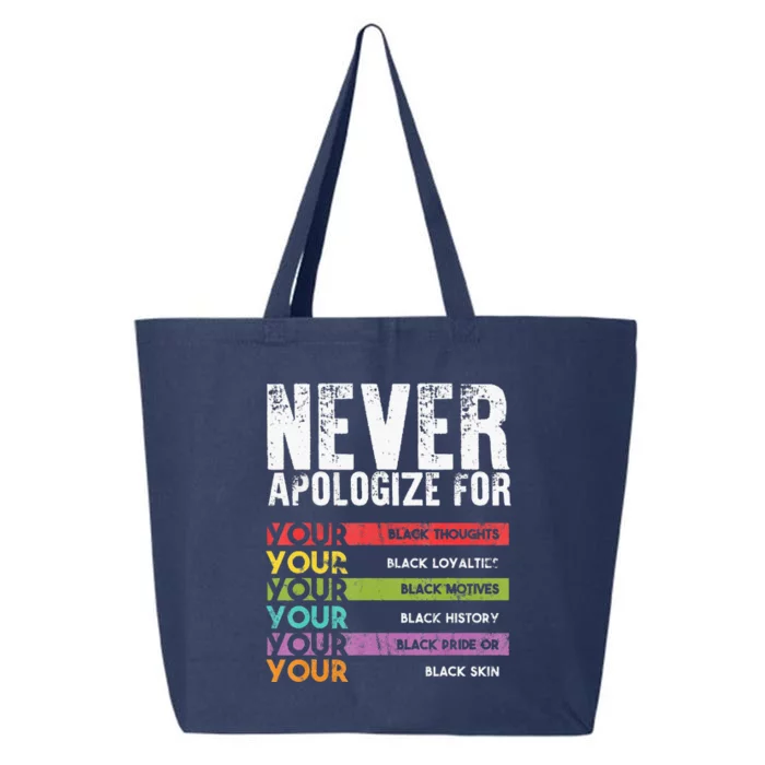 Never Apologize Black History Month BLM Melanin Pride 25L Jumbo Tote