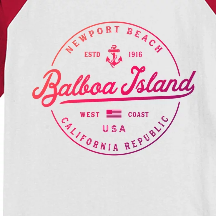 Nautical Anchor Balboa Island California Travel Vacation Gift Kids Colorblock Raglan Jersey