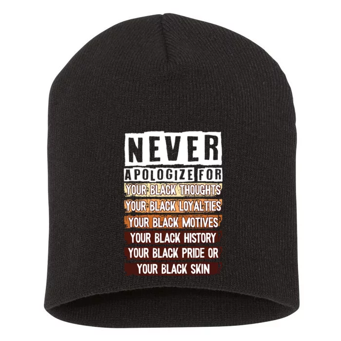 Never Apologize Black History Month Blm Melanin Pride Afro Short Acrylic Beanie