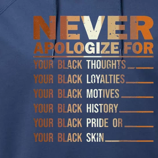 Never Apologize Black History Month BLM Melanin Pride Performance Fleece Hoodie