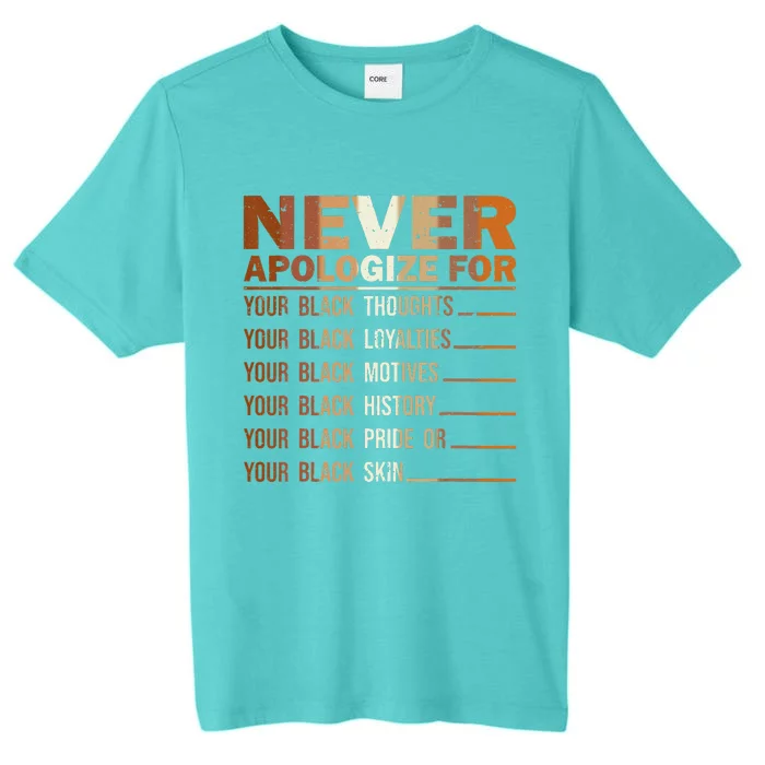 Never Apologize Black History Month BLM Melanin Pride ChromaSoft Performance T-Shirt