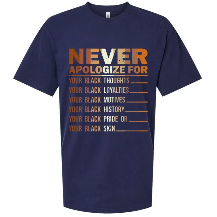 Never Apologize Black History Month BLM Melanin Pride Sueded Cloud Jersey T-Shirt