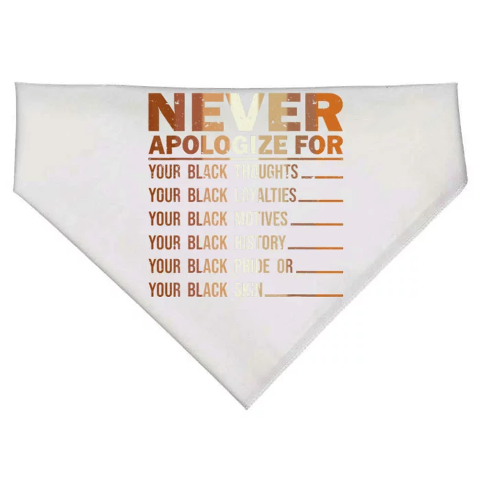 Never Apologize Black History Month BLM Melanin Pride USA-Made Doggie Bandana