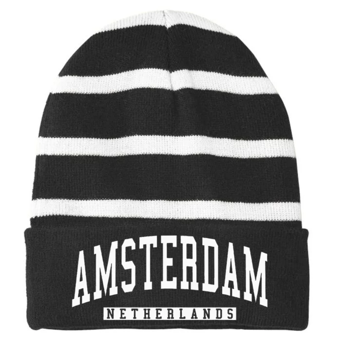 Netherlands Amsterdam City Striped Beanie with Solid Band