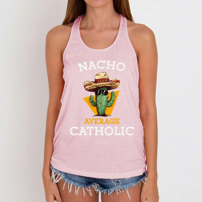 Nacho Average Catholic Church Funny Cinco De Mayo Women's Knotted Racerback Tank