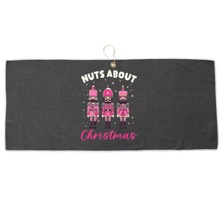 Nuts About Christmas Pink Nutcracker Christmas Squad Large Microfiber Waffle Golf Towel