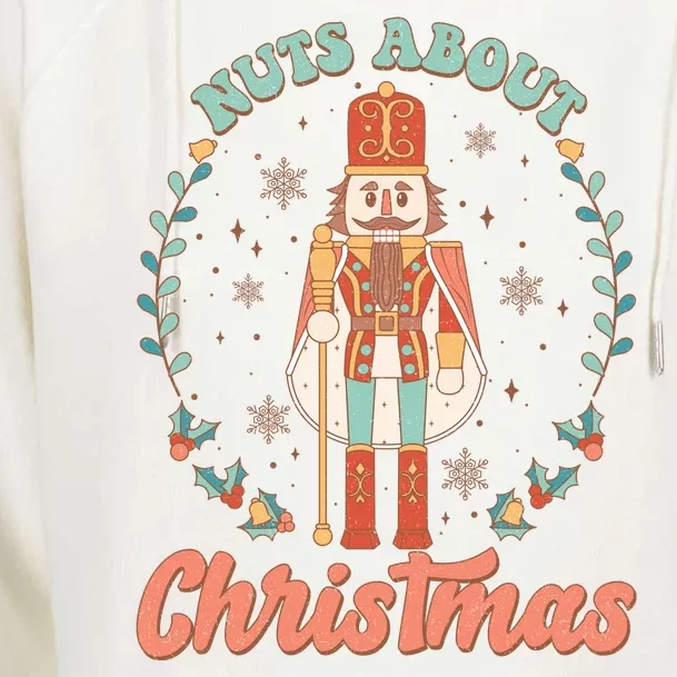 Nuts About Christmas Funny Holiday Womens Funnel Neck Pullover Hood