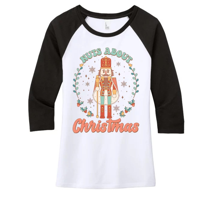 Nuts About Christmas Funny Holiday Women's Tri-Blend 3/4-Sleeve Raglan Shirt