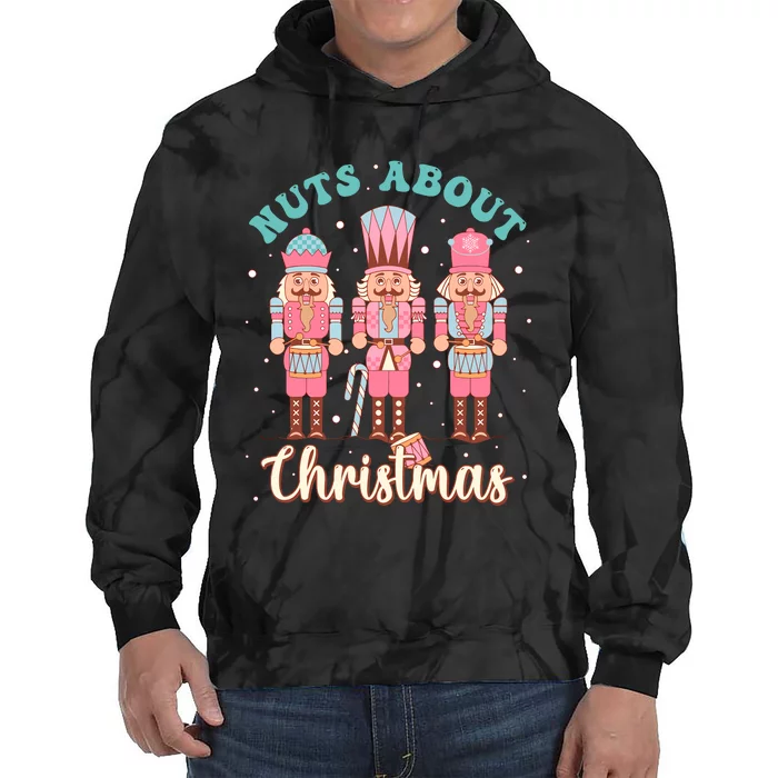 Nuts About Christmas Funny Pastel Christmas Nutcracker Doll Tie Dye Hoodie