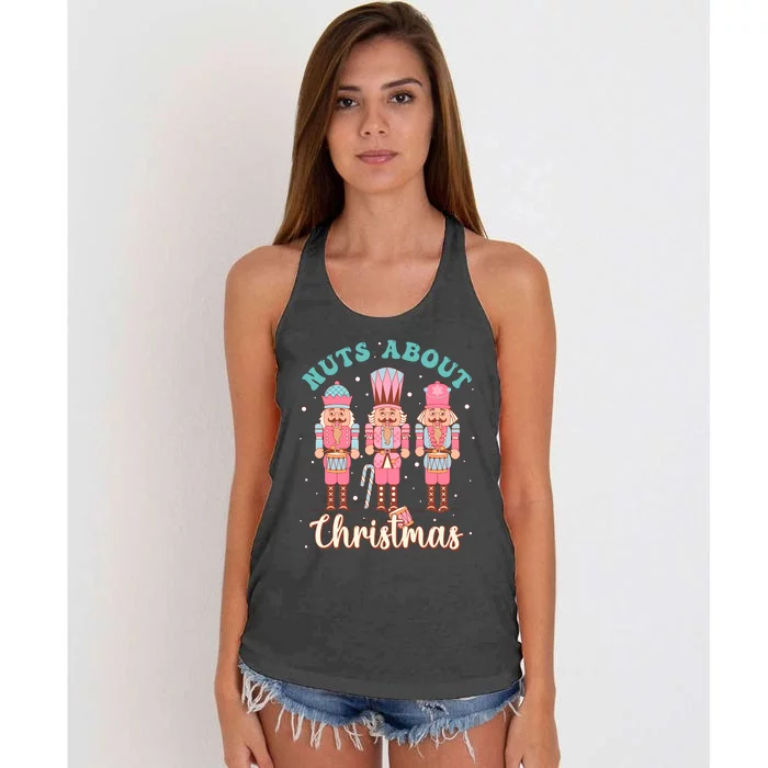 Nuts About Christmas Funny Pastel Christmas Nutcracker Doll Women's Knotted Racerback Tank