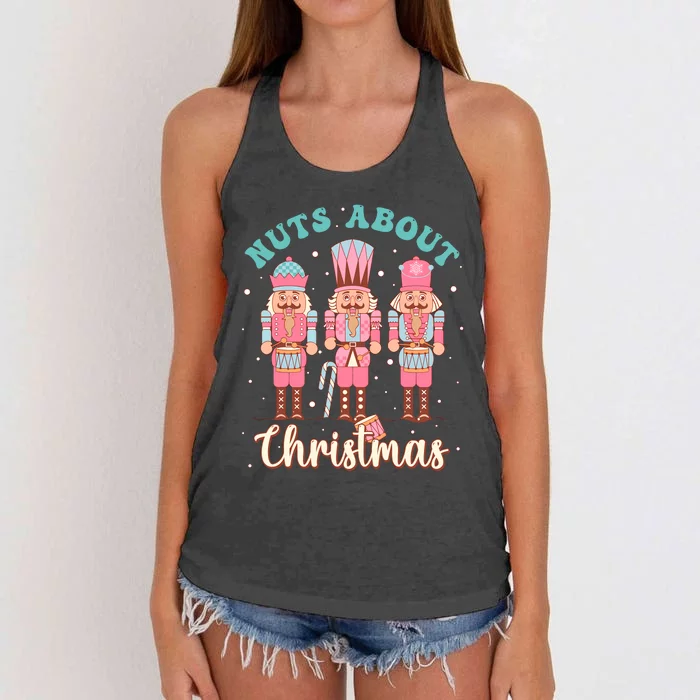 Nuts About Christmas Funny Pastel Christmas Nutcracker Doll Women's Knotted Racerback Tank