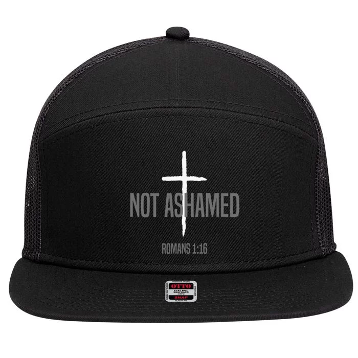 Not Ashamed Cross Inspirational Christian Religious Bible 7 Panel Mesh Trucker Snapback Hat