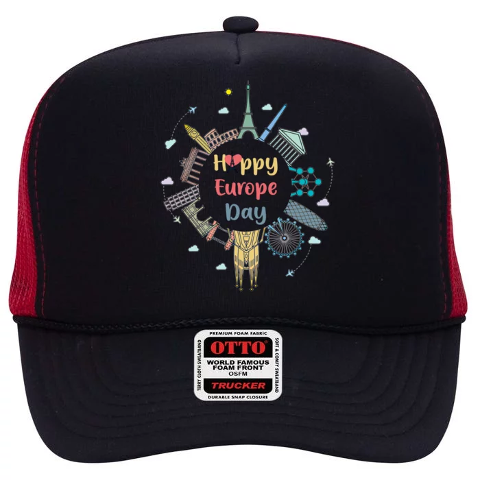 Nice And Cool Happyy Europe Day T Meaningful Gift Gift High Crown Mesh Trucker Hat