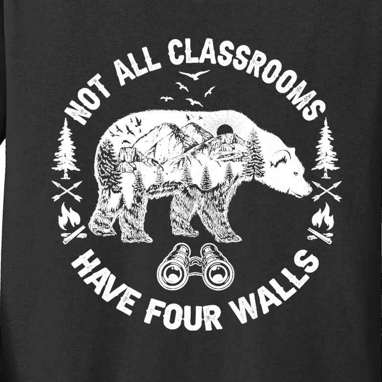 Not All Classrooms Have Four Walls Adventure Bear Homeschool Kids Long Sleeve Shirt