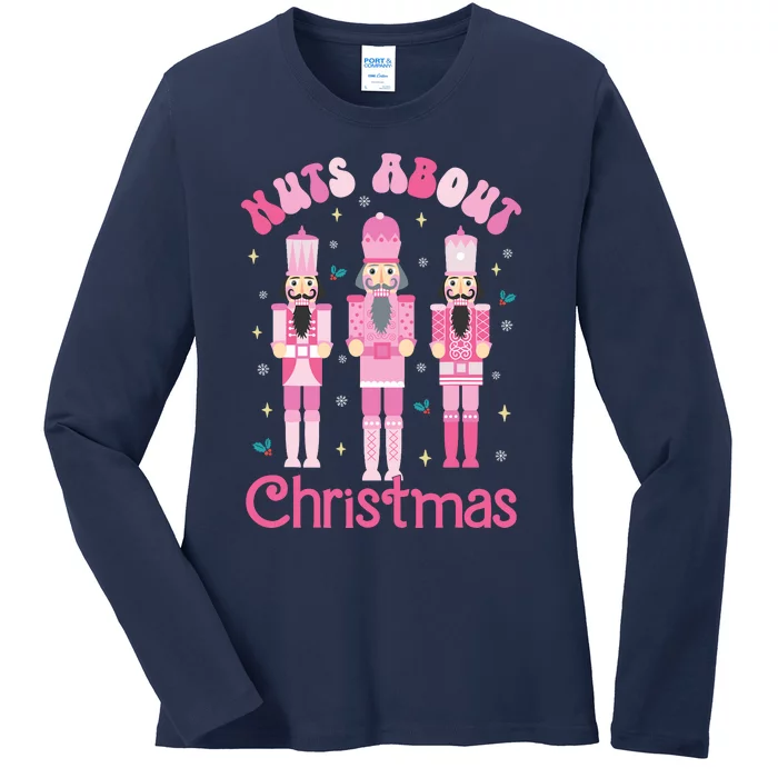 Nuts About Christmas Nutcracker Funny Christmas Ladies Long Sleeve Shirt